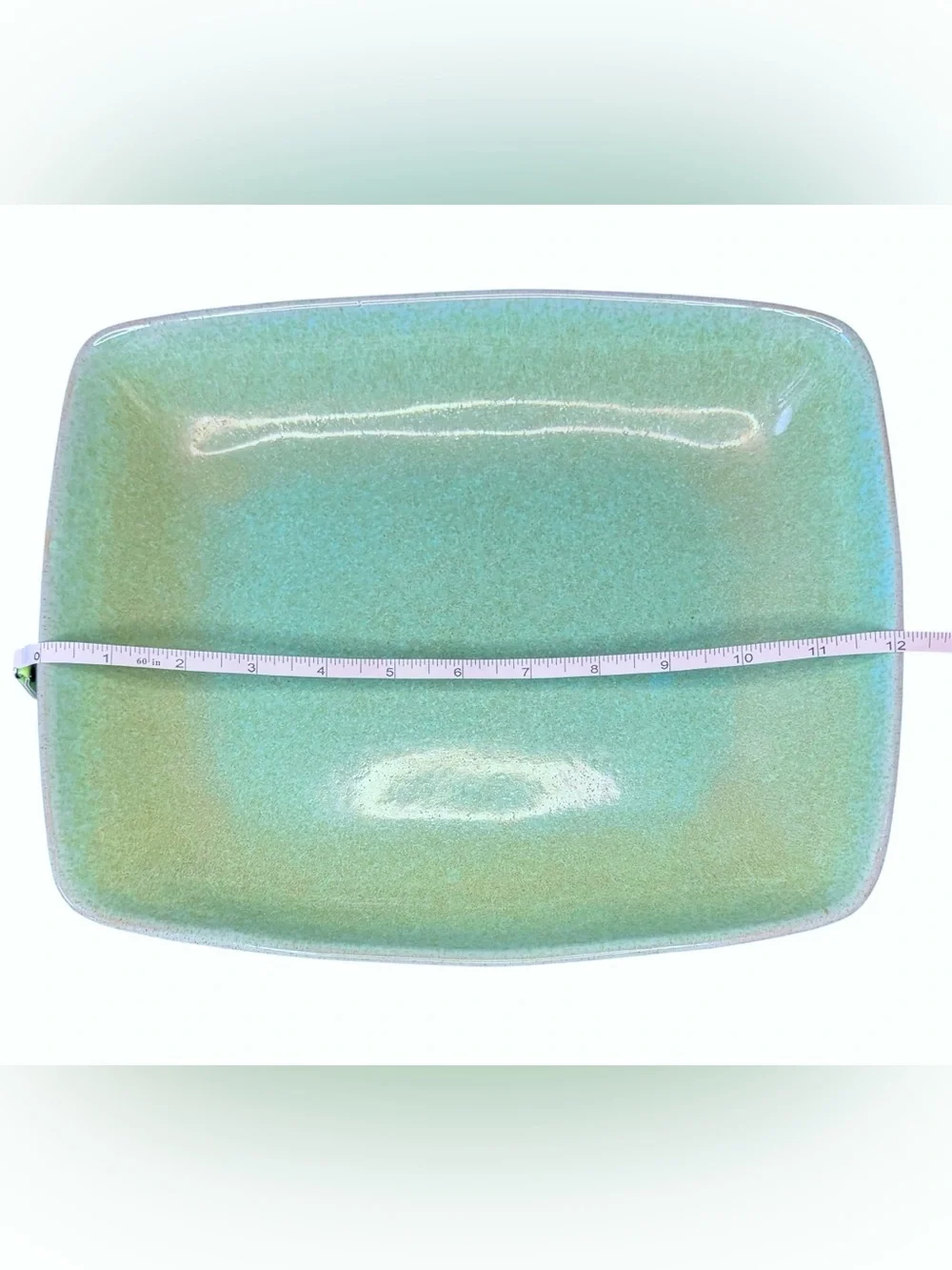 1940’s Signed Glidden Pottery Speckled Matrix Turquoise Glazed Tray Dish